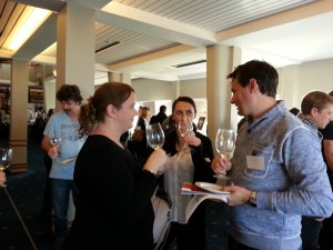 Customers try new releases and talk to the winemakers
